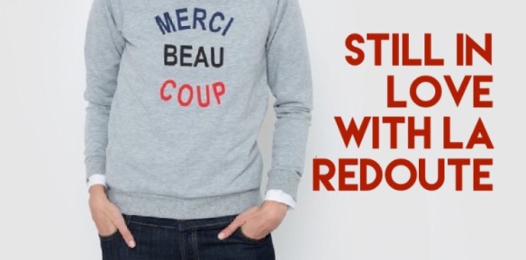 Slogan print t-shirt with crew neck, blue/grey, La Redoute