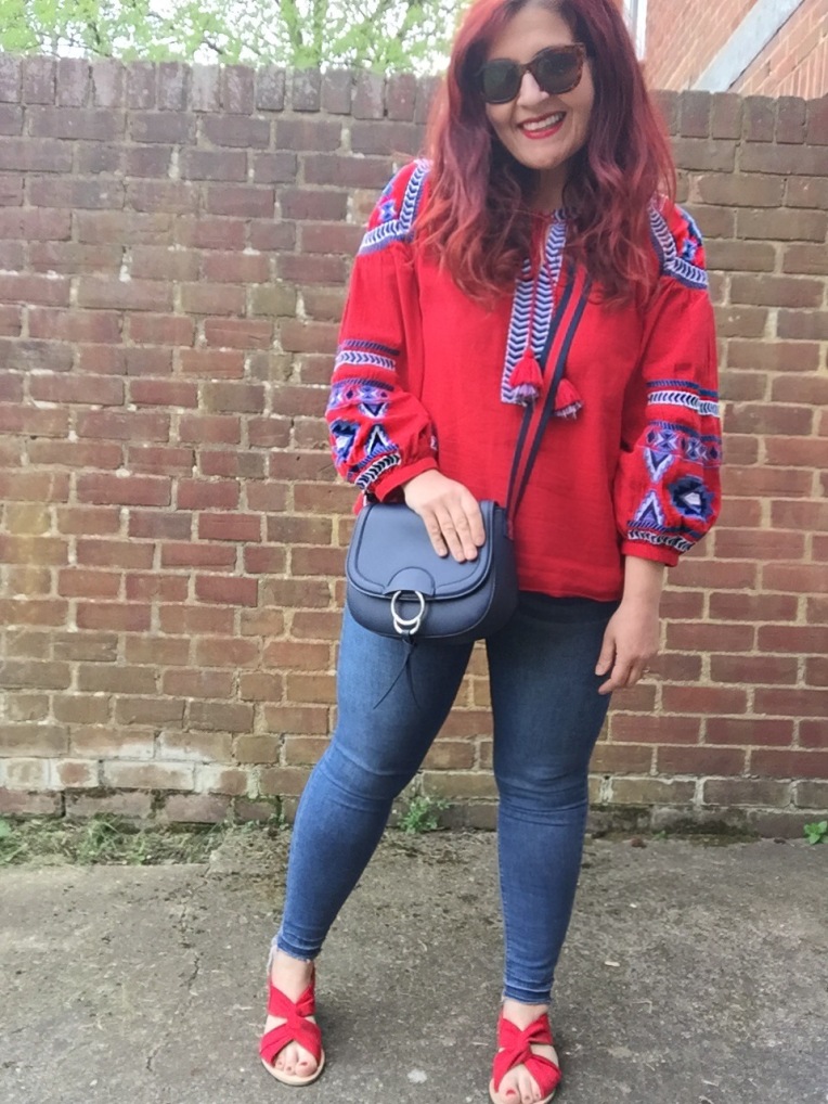 Next red peasant blouse top Sarah Gorlov blueskygirlie Always a Blue Sky Girl fashion blog blogger